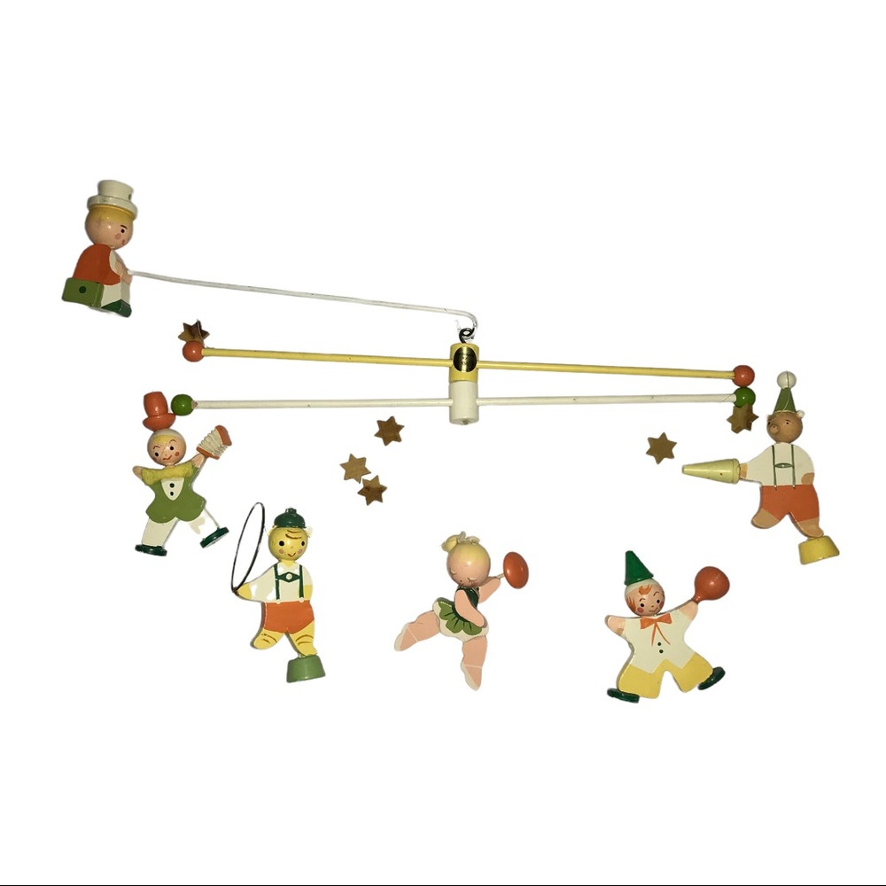Vintage Wooden Circus Crib Mobile